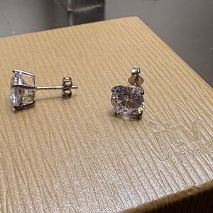 JTV Silver and White Stud Earrings